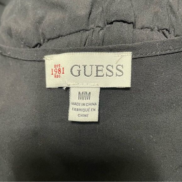 Guess Black Zip Up Shorts Romper With Drawstring Waist Gold Details Size M - Picture 8 of 11